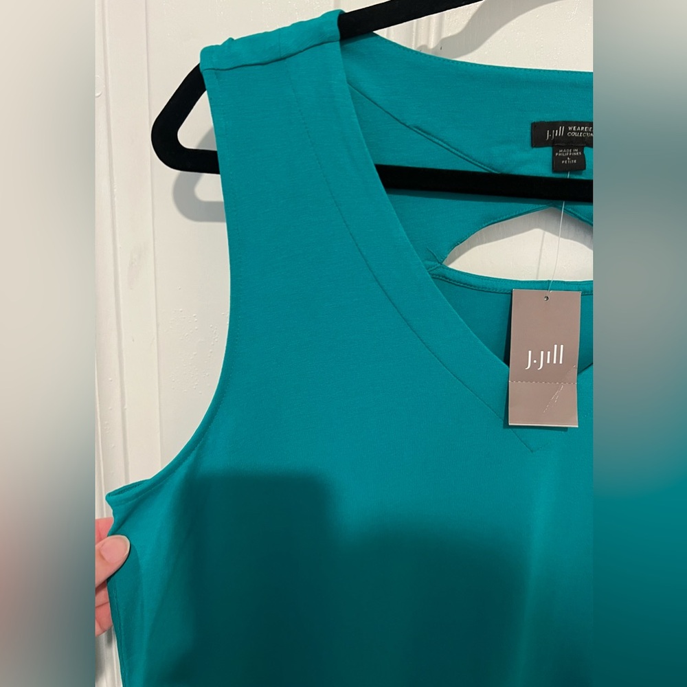 J. Jill Wearever Collection Maxi Dress Stretch Teal Sz Large Petite Flowy NWT! - Picture 8 of 14